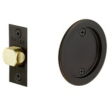 Emtek 2144US Round Passage Pocket Door Tubular Lock with Passage Strike Plate.