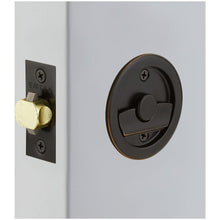 Emtek 2145US Round Privacy Pocket Door Tubular Lock with Privacy Strike Plate and Dust Box.