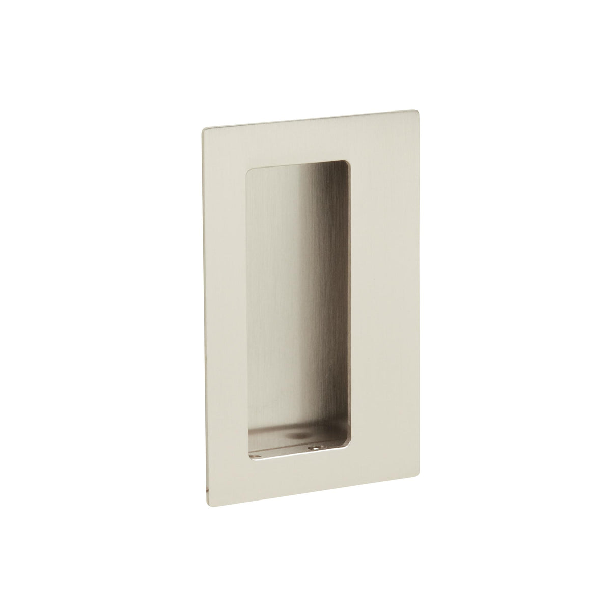 Emtek 222350US15 2-1/2" x 4" Rectangular Flush Pull with Offset Pocket Satin Nickel Finish.