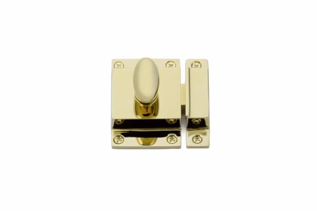 Emtek 2270US3 2-1/4" x 2" Cabinet Latch Polished Brass Finish.