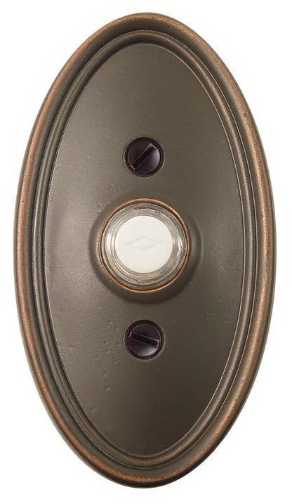 Emtek 4-1/2" Height Oval Style Brass Lighted Doorbell Rosette.