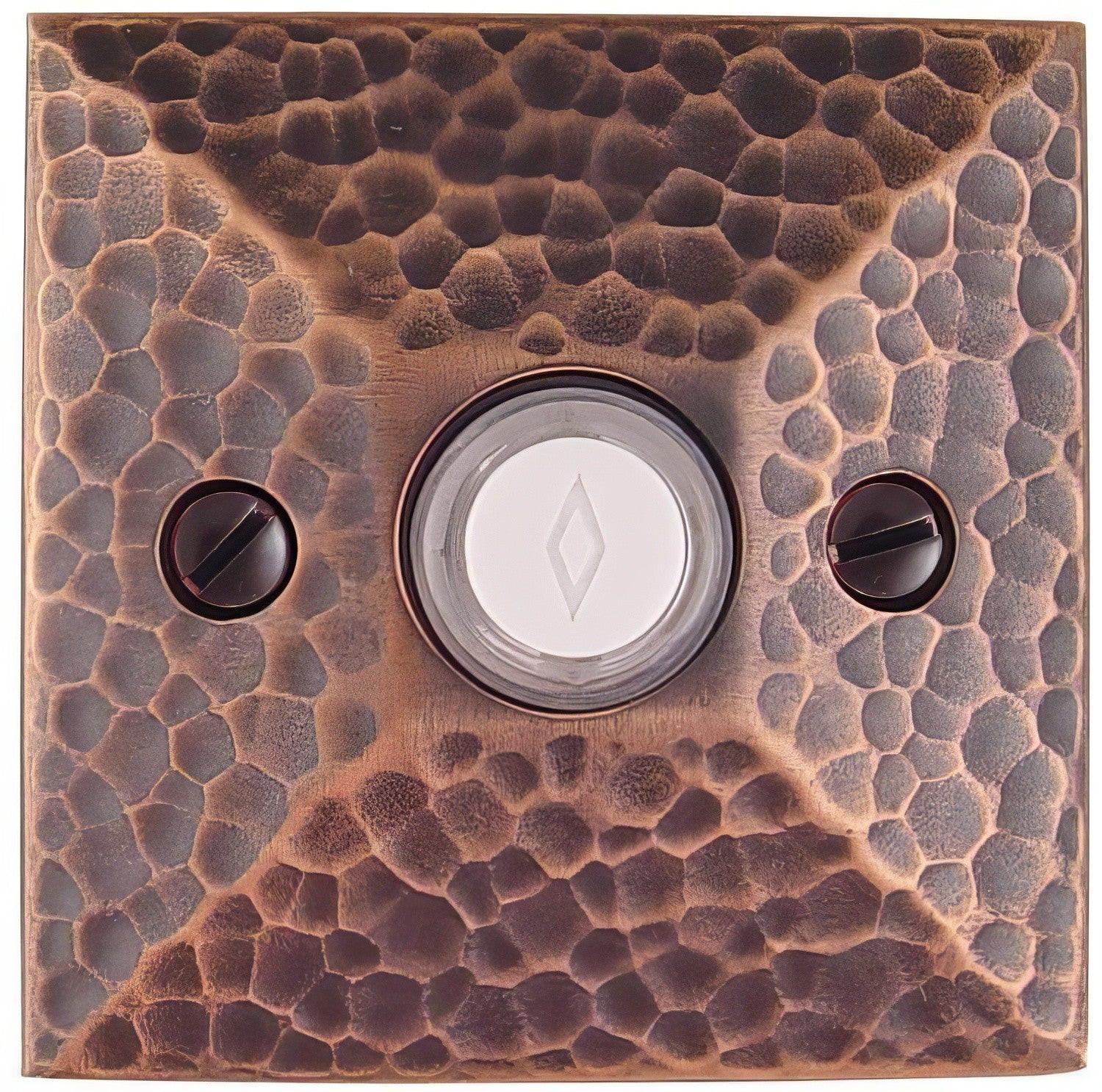 Emtek 2452 Arts and Crafts 2-3/4" Height Hammered Style Brass Lighted Doorbell Rosette