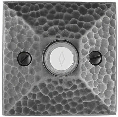 Emtek 2452 Arts and Crafts 2-3/4" Height Hammered Style Brass Lighted Doorbell Rosette