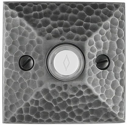 Emtek 2452 Arts and Crafts 2-3/4" Height Hammered Style Brass Lighted Doorbell Rosette
