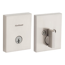 Kwikset 258RCT-15S.STRKP Rectangular Contemporary Low Profile Single Cylinder SmartKey Deadbolt with 6AL Latch and STRKP Strike Pack which includes Square Corner, Round Corner and 5303 Round Corner Full Lip Strikes KA3 Satin Nickel Finish.