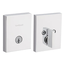 Kwikset 258RCT-26S.STRKP Rectangular Contemporary Low Profile Single Cylinder SmartKey Deadbolt with 6AL Latch and STRKP Strike Pack which includes Square Corner, Round Corner and 5303 Round Corner Full Lip Strikes KA3 Bright Chrome Finish.