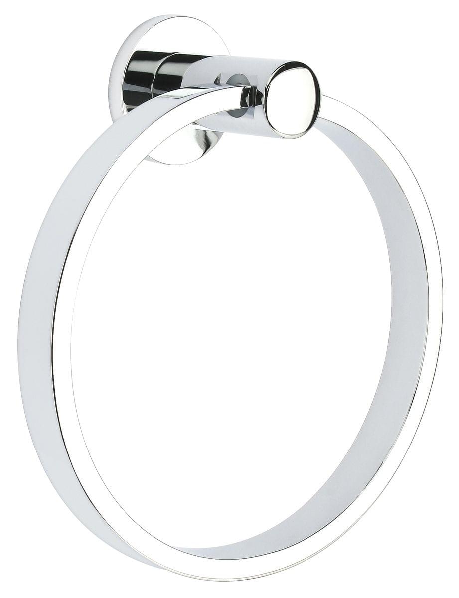 Emtek 2801DISKUS26 Modern Brass Towel Ring with Disk Rosette Polished Chrome Finish.