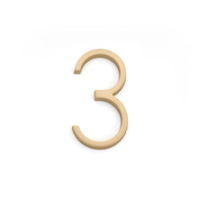 Emtek 2833US4 7" Modern # 3 House Number Satin Brass Finish.