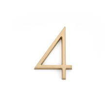 Emtek 2834US4 7" Modern # 4 House Number Satin Brass Finish.