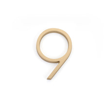 Emtek 2839US4 7" Modern # 9 House Number Satin Brass Finish.