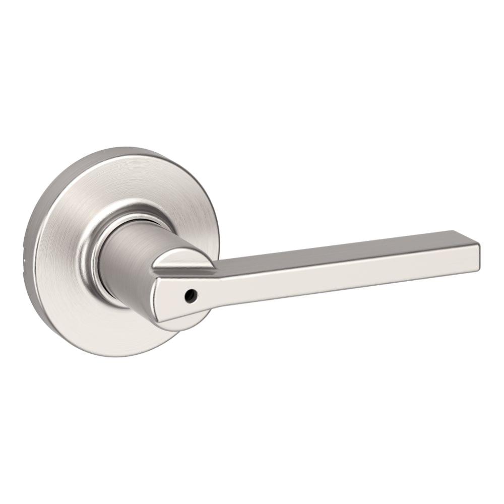 Kwikset 300CSLRDT-15 Casey Lever with Round Rose Privacy Door Lock with 6AL Latch and RCS Strike Satin Nickel Finish.
