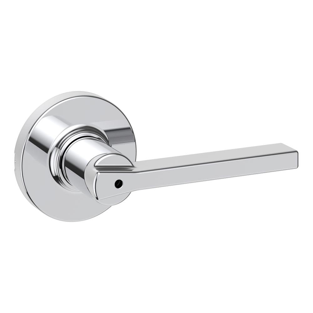 Kwikset 300CSLRDT-26 Casey Lever with Round Rose Privacy Door Lock with 6AL Latch and RCS Strike Bright Chrome Finish.
