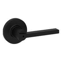 Kwikset 300CSLRDT-514 Casey Lever with Round Rose Privacy Door Lock with 6AL Latch and RCS Strike Matte Black Finish.