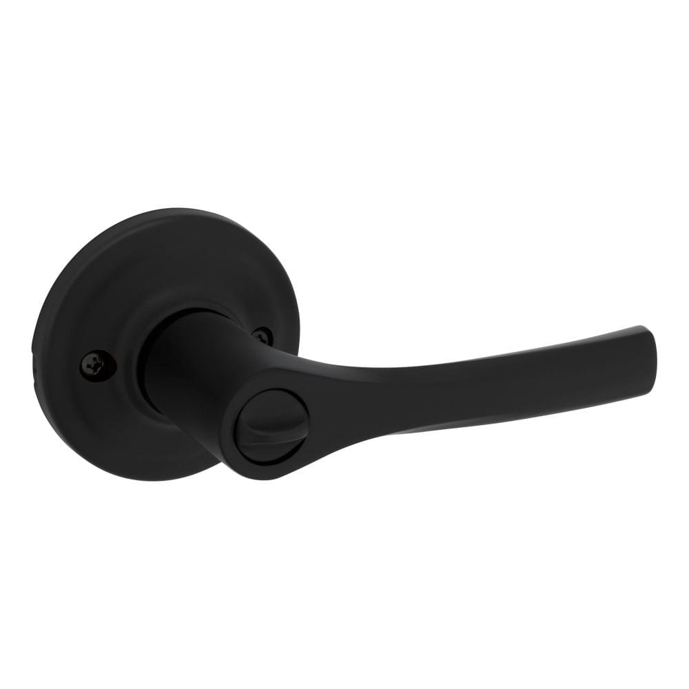Kwikset 300HYL-514 Henley Lever Privacy Door Lock with 6AL Latch and RCS Strike Matte Black Finish.