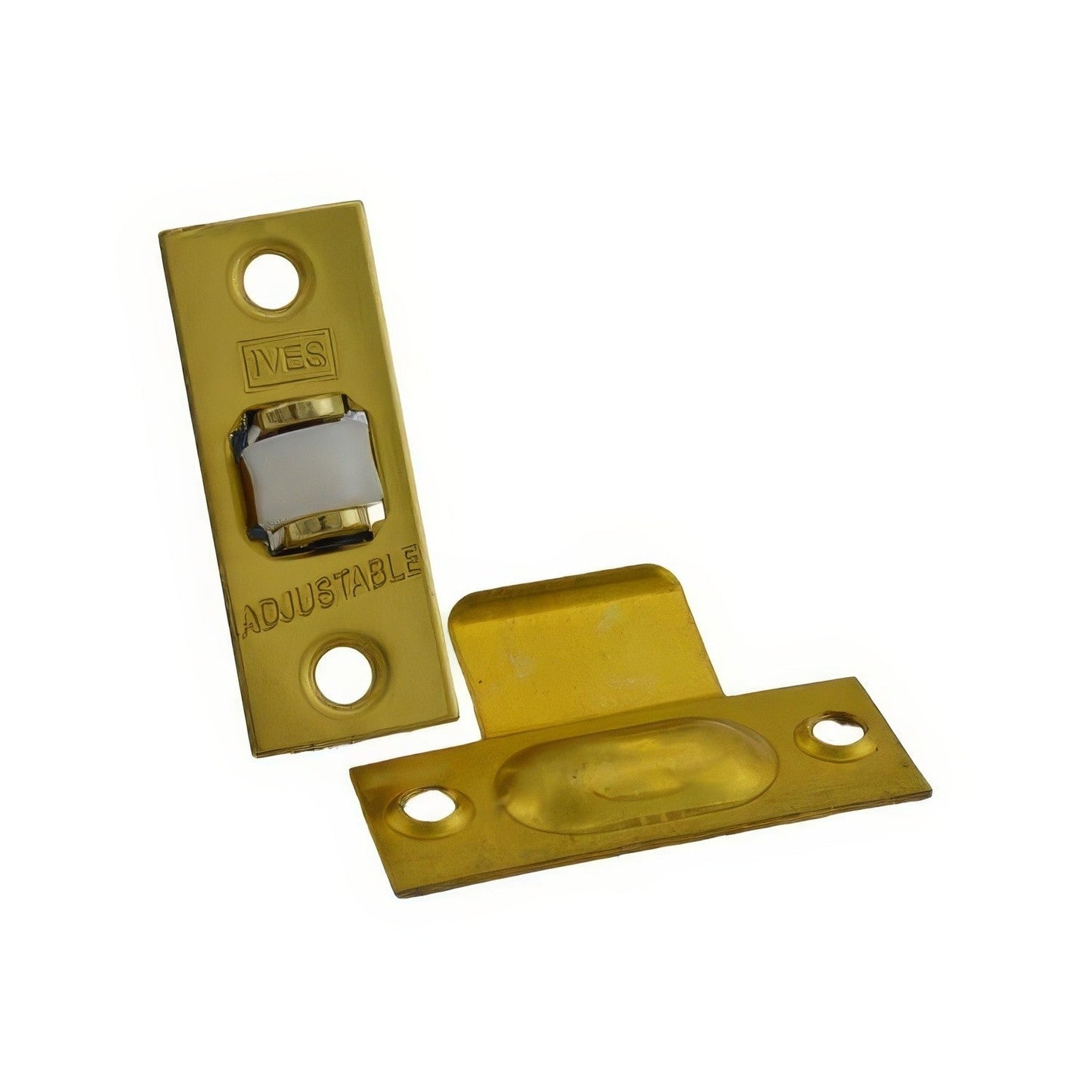 Ives 336B Wrought Brass Adjustable Roller Catch 2-1/4" x 7/8" Face Plate and T Strike