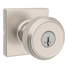Kwikset 400MNKSQT-15S Maven Knob Square Rose Entry Door Lock SmartKey with 6AL Latch and RCS Strike Satin Nickel Finish.
