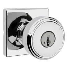 Kwikset 400MNKSQT-26S Maven Knob Square Rose Entry Door Lock SmartKey with 6AL Latch and RCS Strike Bright Chrome Finish.