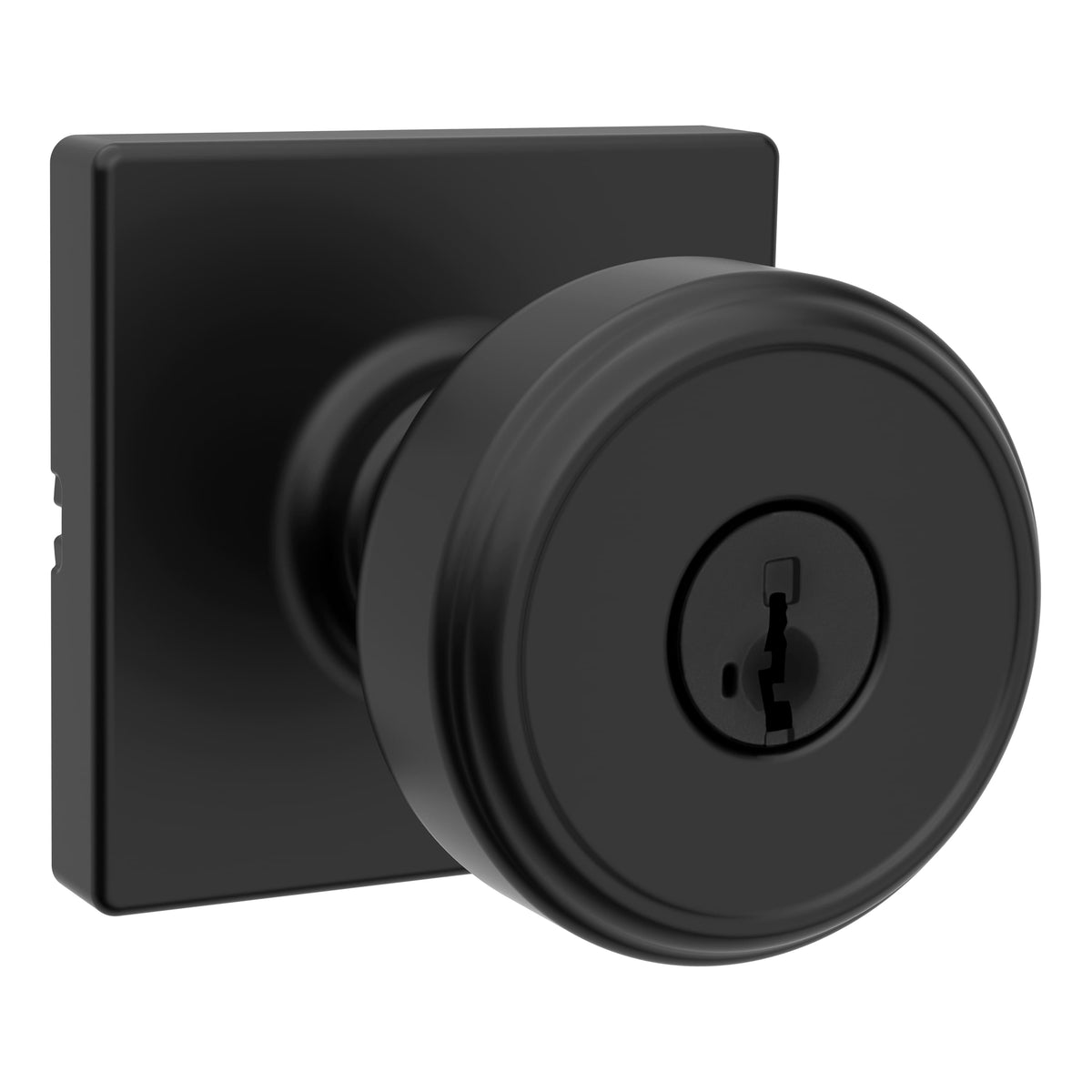 Kwikset 400MNKSQT-514S Maven Knob Square Rose Entry Door Lock SmartKey with 6AL Latch and RCS Strike Matte Black Finish.