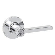 Kwikset 405CSLRDT-26S Casey Lever with Round Rose Entry Door Lock SmartKey with 6AL Latch and RCS Strike Bright Chrome Finish.