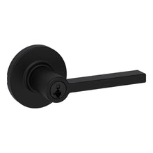 Kwikset 405CSLRDT-514S Casey Lever with Round Rose Entry Door Lock SmartKey with 6AL Latch and RCS Strike Matte Black Finish.