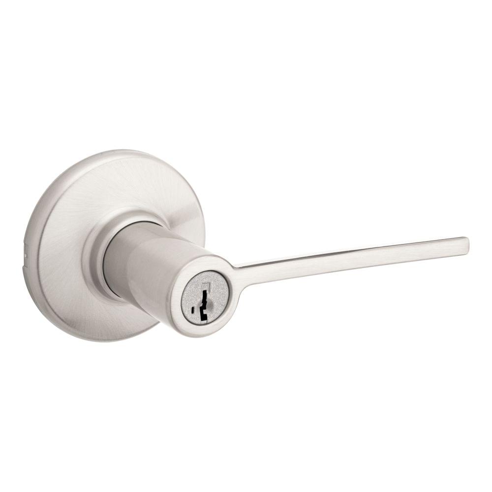 Kwikset 405LRLRDT-15 Ladera Lever with Round Rose Entry Door Lock with 6AL Latch and RCS Strike Satin Nickel Finish.