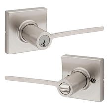Kwikset 405LRLSQT-15S Ladera Lever with Square Rose Entry Door Lock SmartKey with 6AL Latch and RCS Strike Satin Nickel Finish.