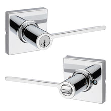 Kwikset 405LRLSQT-26S Ladera Lever with Square Rose Entry Door Lock SmartKey with 6AL Latch and RCS Strike Bright Chrome Finish.