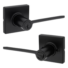 Kwikset 405LRLSQT-514S Ladera Lever with Square Rose Entry Door Lock SmartKey with 6AL Latch and RCS Strike Matte Black Finish.