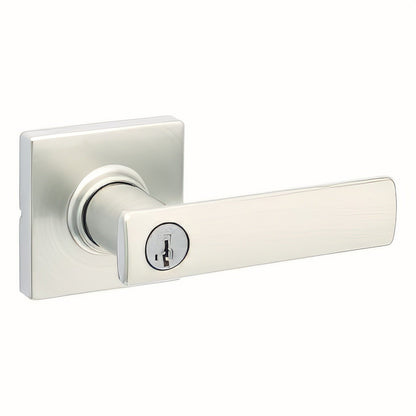 Kwikset 405BRNLSQT Breton Keyed Entry Door Lever with Square Rose