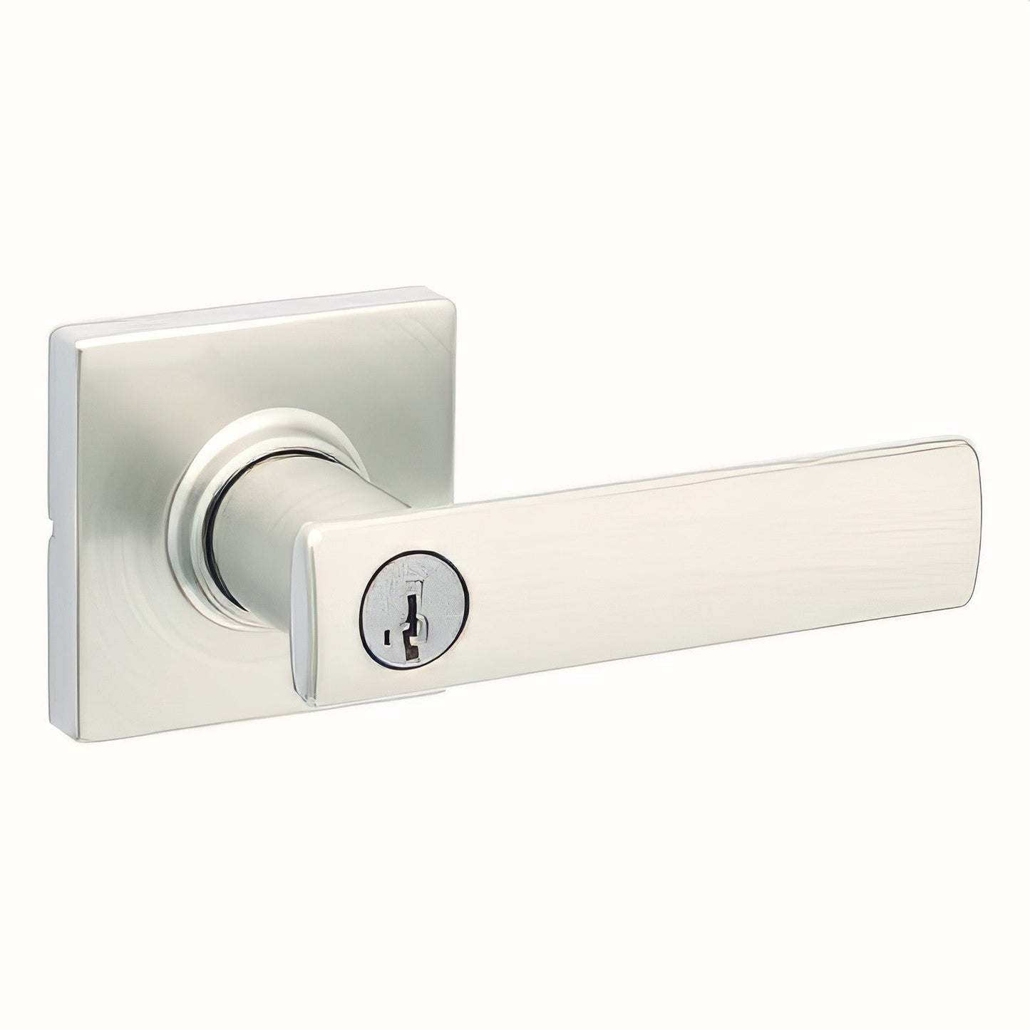 Kwikset 405BRNLSQT Breton Keyed Entry Door Lever with Square Rose