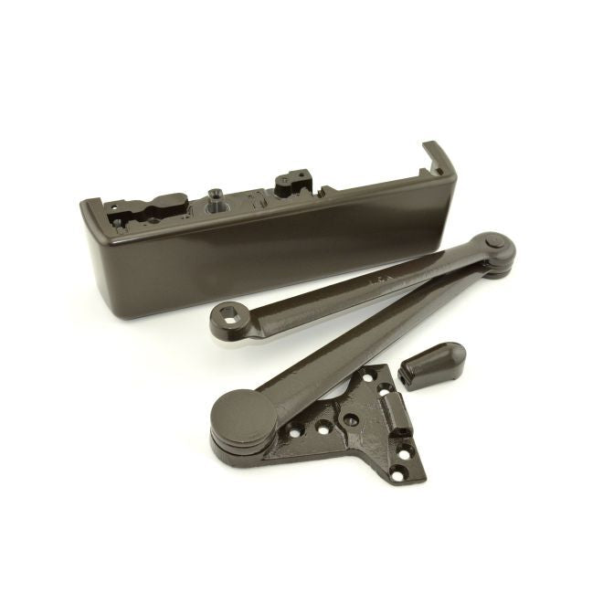 LCN 4111SCUSHDKBRZRH Right Hand Heavy Duty Parallel Arm Spring Cush Push Side Mount Door Closer with Thru Bolts 695