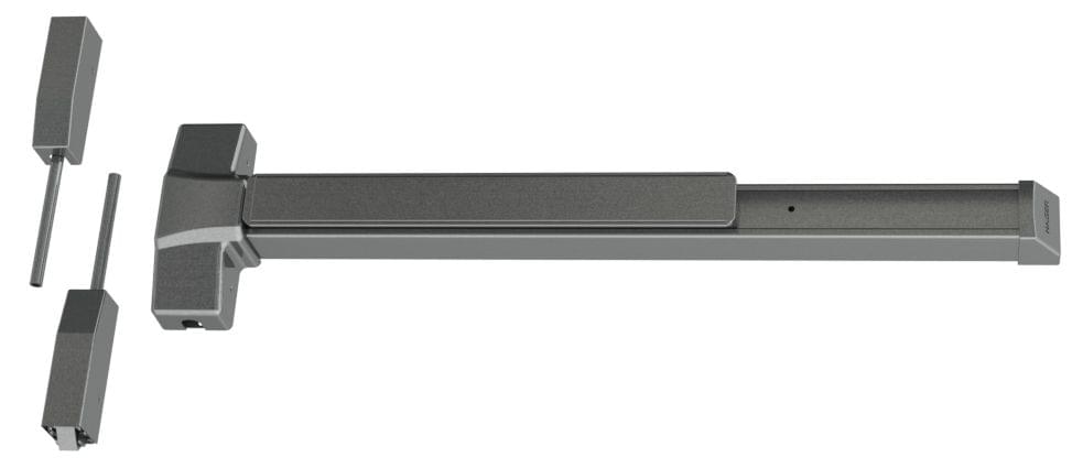 Hager 4501SVR368426D 36" (3') x 84" (7') Exit Only Surface Vertical Rod Exit Device Satin Chrome Finish.
