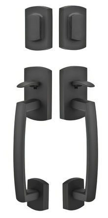 Emtek Ridgemont Single Cylinder Keyed Entry Rustic Modern Bronze Grip by Grip Handleset.
