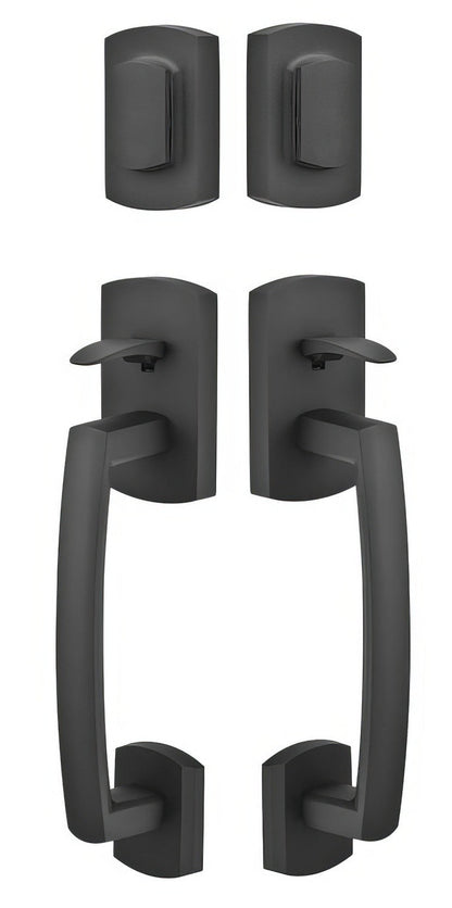 Emtek Ridgemont Single Cylinder Keyed Entry Rustic Modern Bronze Grip by Grip Handleset.