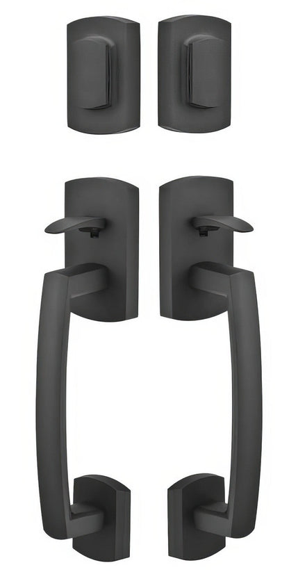 Emtek Ridgemont Single Cylinder Keyed Entry Rustic Modern Bronze Grip by Grip Handleset.