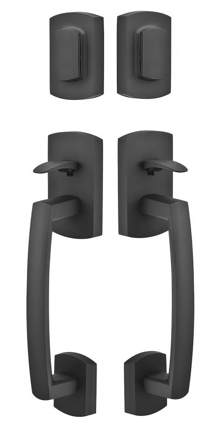 Emtek Ridgemont Single Cylinder Keyed Entry Rustic Modern Bronze Grip by Grip Handleset.