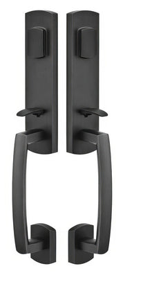 Emtek Logan Single Cylinder Keyed Entry Rustic Modern Bronze Grip by Grip Handleset