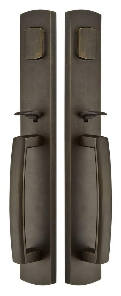 Emtek Brighton Single Cylinder Keyed Entry Rustic Modern Bronze Grip by Grip Handleset
