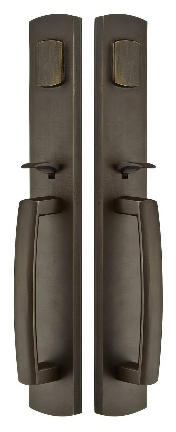 Emtek Brighton Single Cylinder Keyed Entry Rustic Modern Bronze Grip by Grip Handleset