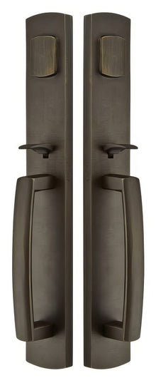Emtek Brighton Single Cylinder Keyed Entry Rustic Modern Bronze Grip by Grip Handleset