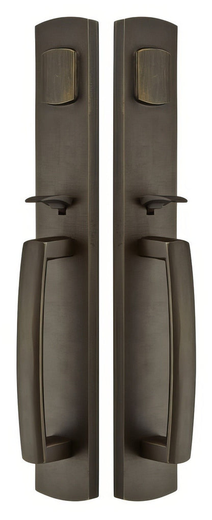 Emtek Brighton Single Cylinder Keyed Entry Rustic Modern Bronze Grip by Grip Handleset