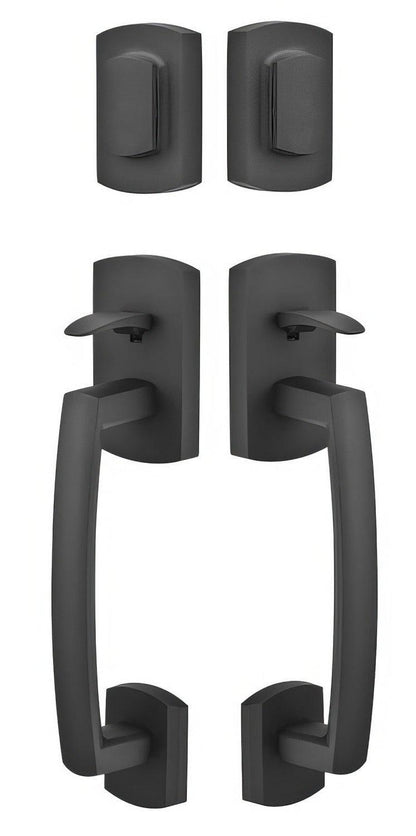 Emtek Ridgemont Double Cylinder Keyed Entry Rustic Modern Bronze Grip by Grip Handleset