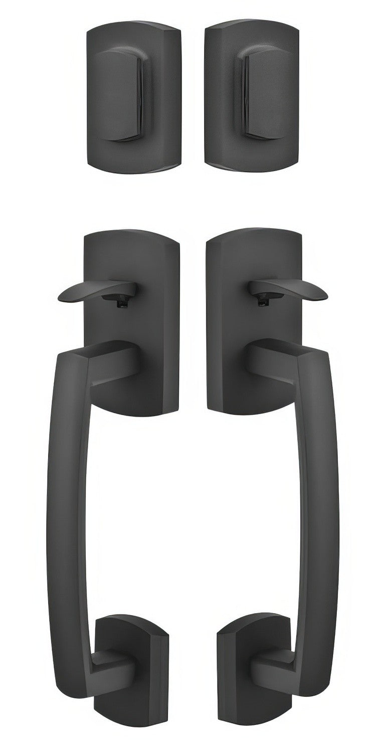 Emtek Ridgemont Double Cylinder Keyed Entry Rustic Modern Bronze Grip by Grip Handleset.