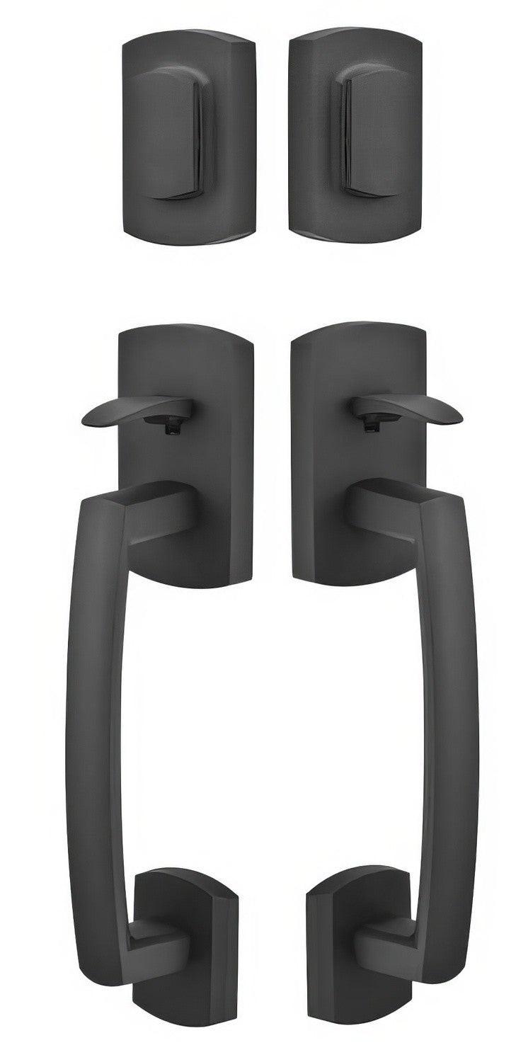 Emtek Ridgemont Double Cylinder Keyed Entry Rustic Modern Bronze Grip by Grip Handleset