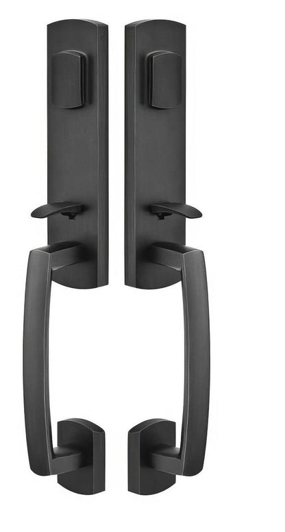 Emtek Logan Double Cylinder Keyed Entry Rustic Modern Bronze Grip by Grip Handleset