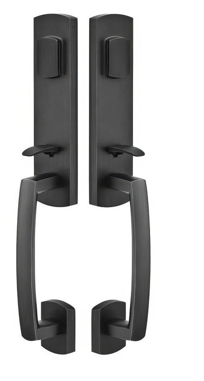 Emtek Logan Double Cylinder Keyed Entry Rustic Modern Bronze Grip by Grip Handleset