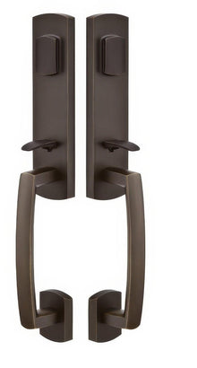 Emtek Logan Double Cylinder Keyed Entry Rustic Modern Bronze Grip by Grip Handleset