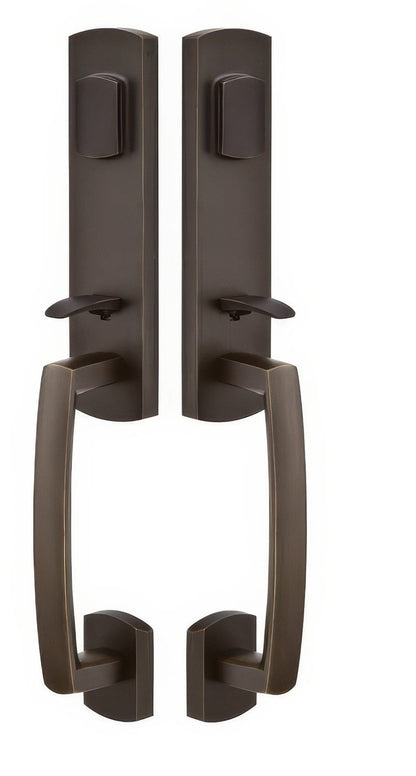 Emtek Logan Double Cylinder Keyed Entry Rustic Modern Bronze Grip by Grip Handleset