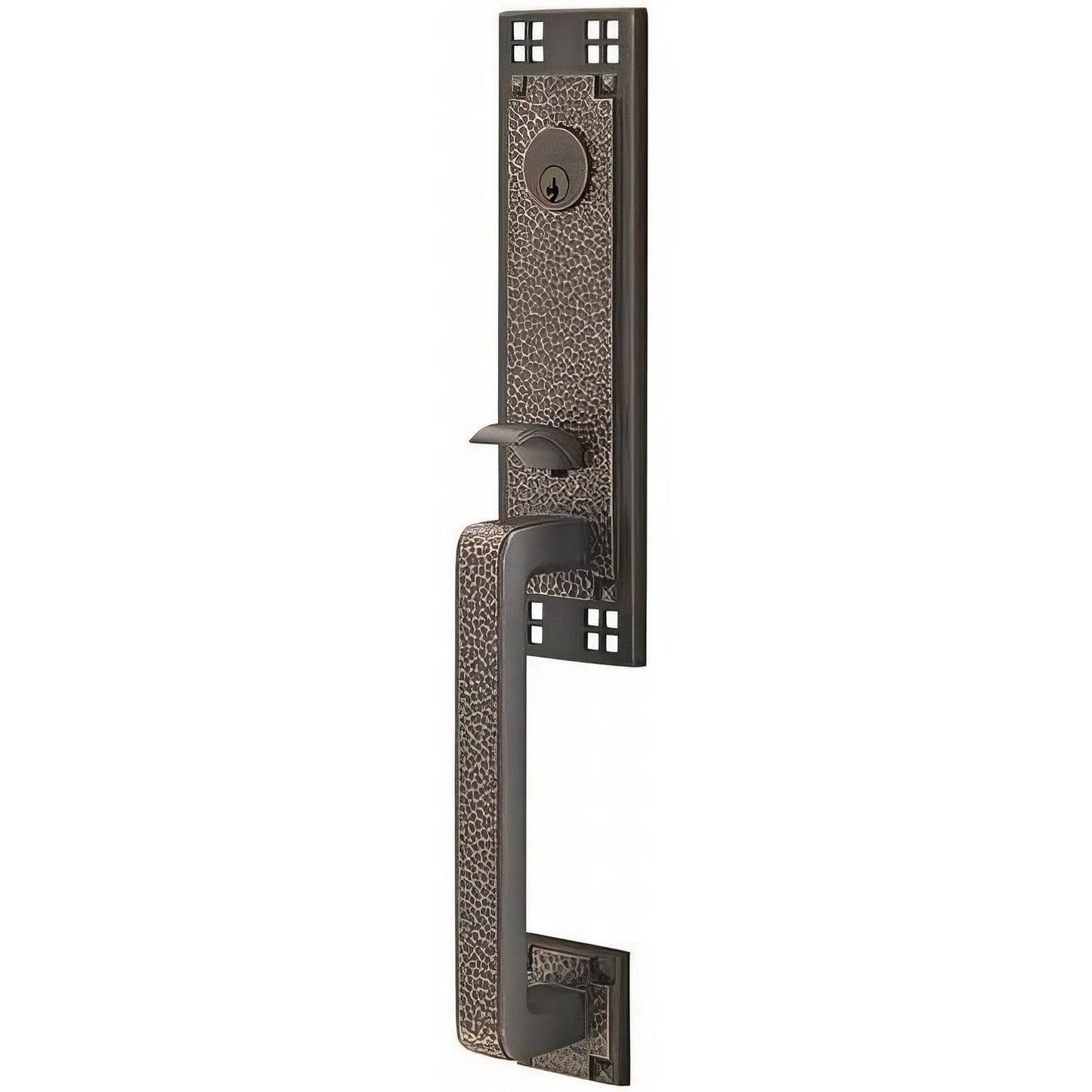 Emtek 4811HMUSRH Hammered Lever Right Hand 2-3/8" and 2-3/4" Backset Single Cylinder Arts and Craft Tubular Handleset.