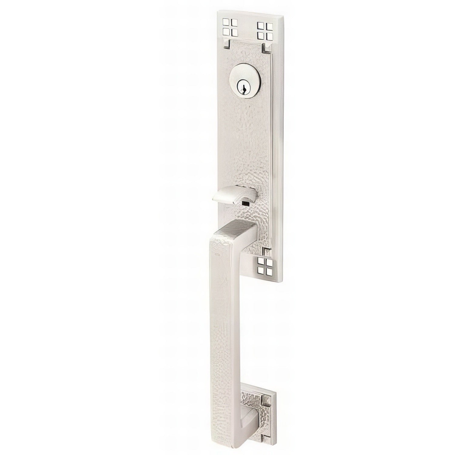 Emtek 4811HMUSLH Hammered Lever Left Hand 2-3/8" and 2-3/4" Backset Single Cylinder Arts and Craft Tubular Handleset